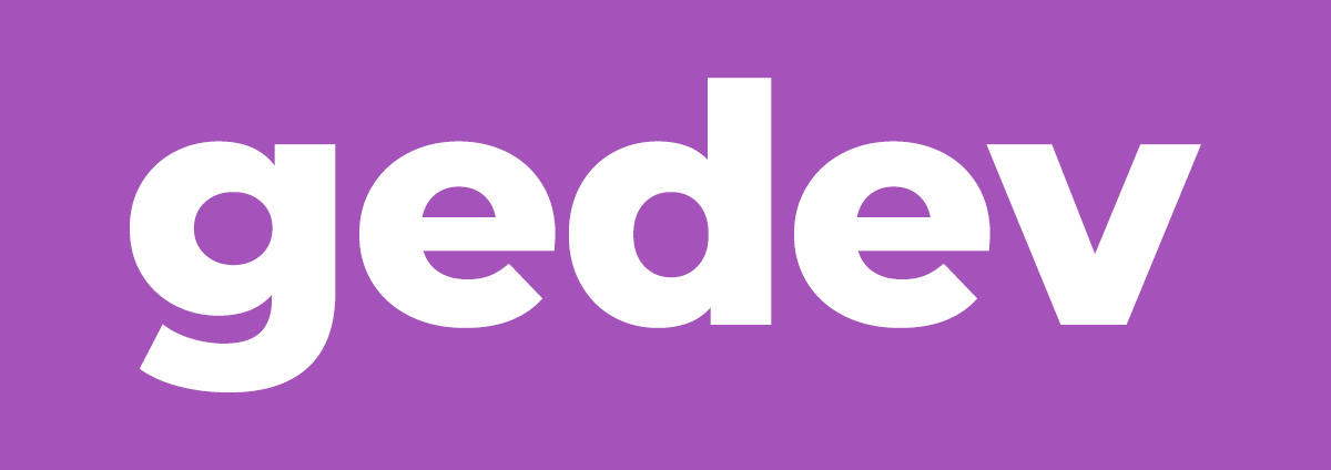 Gedev White Logo Purple Background